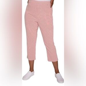 Womens MARIO SERRANI Comfort Stretch Cuff Pink White Stripe Capri Size XL